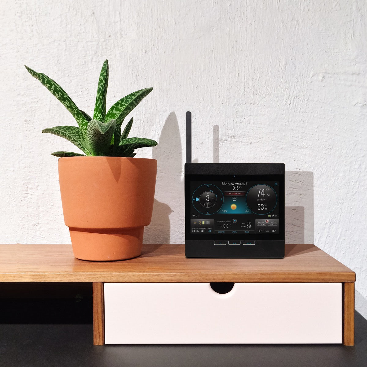 AcuRite Atlas Direct-to-Wi-Fi Display sitting on table