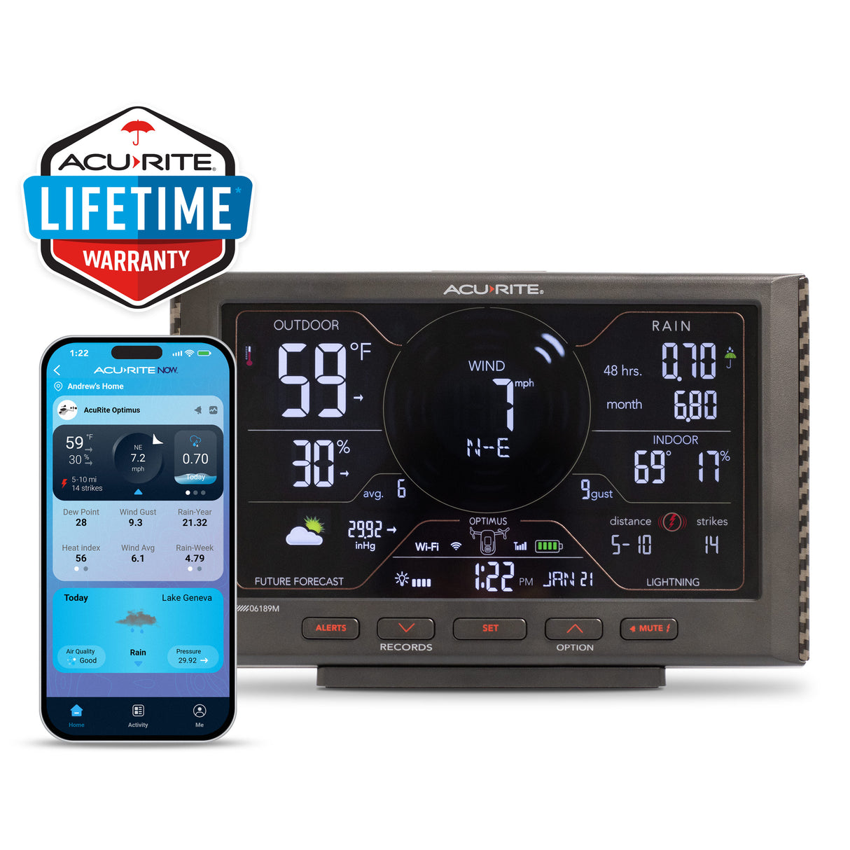 AcuRite Optimus Wi-Fi LCD Black Display