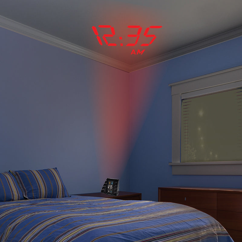 Projection Alarm Clock-Inteli-Time with USB Charger and Outdoor Temperature