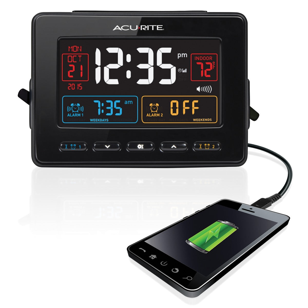 Atomic Clock with USB Charger & Dual Alarm