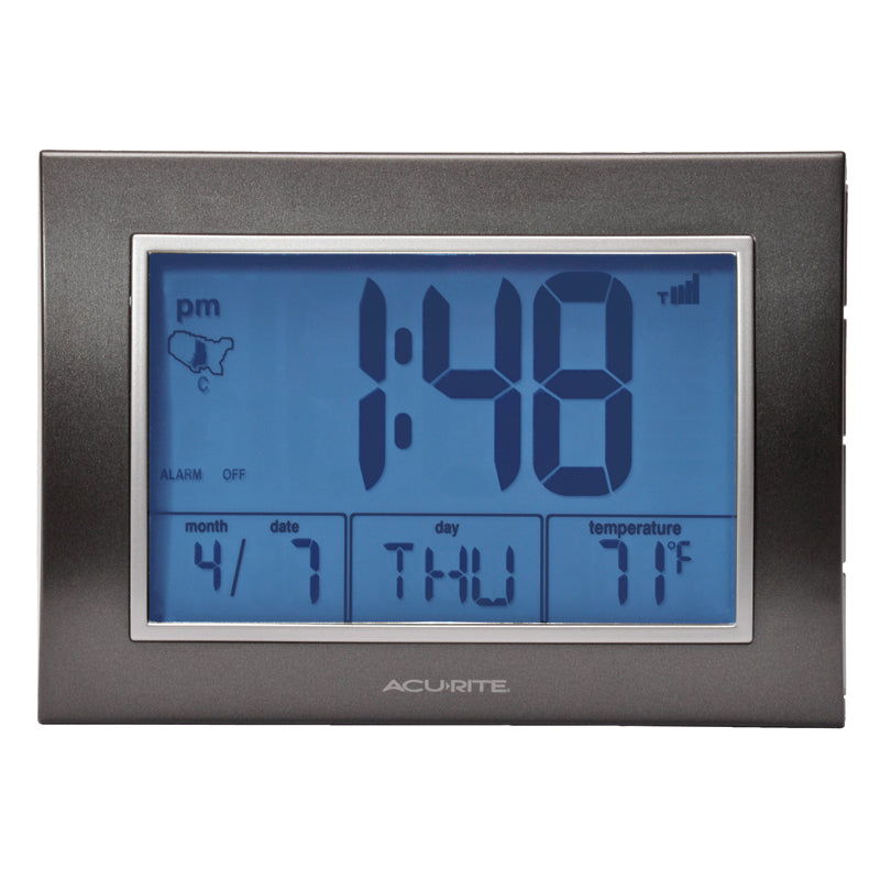 7-inch Atomic Alarm Clock with Date, Day of Week and Temperature