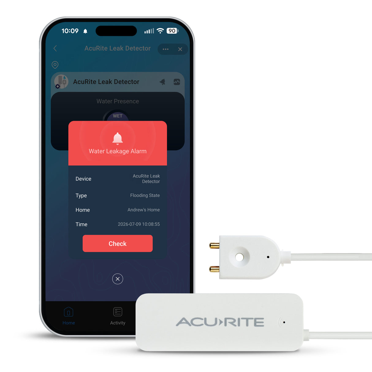 AcuRite Hydro Sense – Smart Water Leak Detector with 3-foot Probe