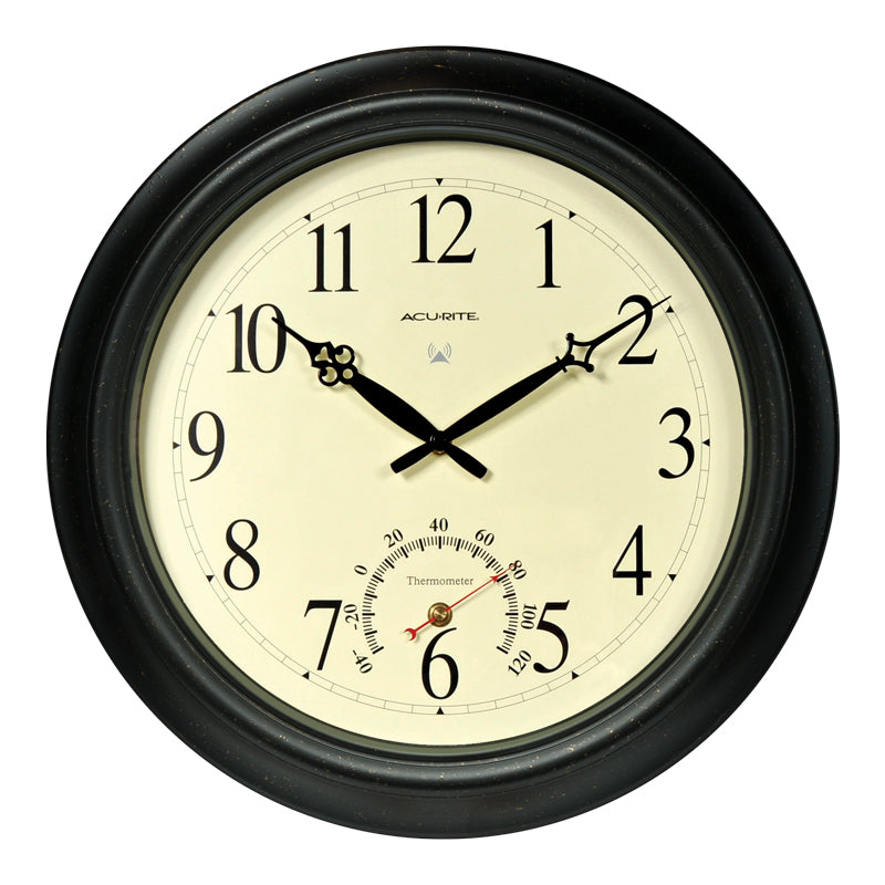 18-inch Atomic Metal Outdoor Clock with Thermometer