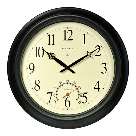 18-inch Atomic Metal Outdoor Clock with Thermometer