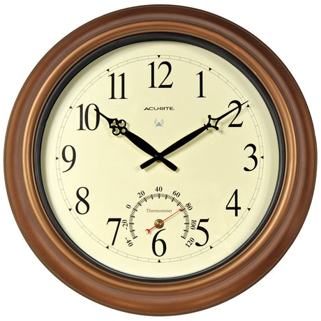 18-inch Atomic Metal Outdoor Clock with Thermometer