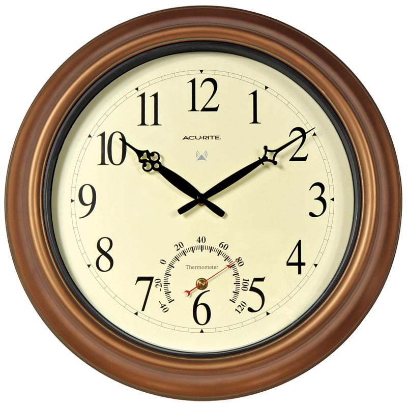18-inch Atomic Metal Outdoor Clock with Thermometer