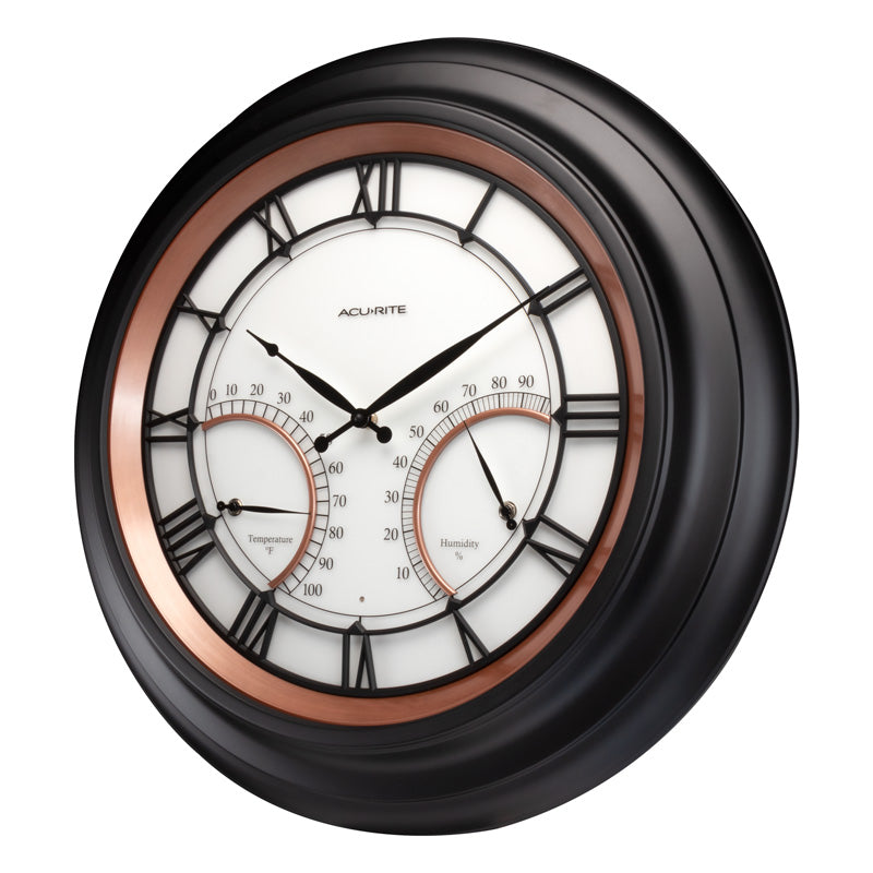 24” Illuminated LED Large Outdoor Decorative Clock with Thermometer and Hygrometer Combo - AcuRite Clocks - View 3