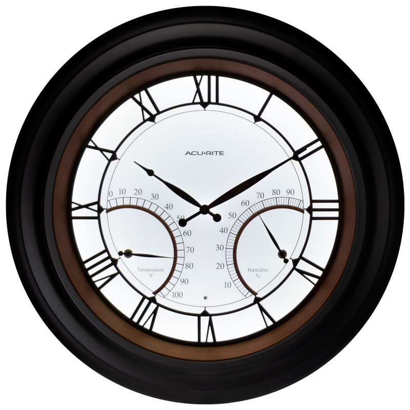 24” Illuminated LED Large Outdoor Decorative Clock with Thermometer and Hygrometer Combo - AcuRite Clocks - View 9