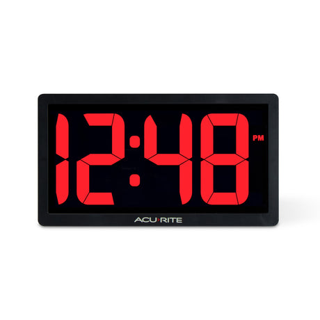Close up of the 10-inch LED Red Digital Clock - AcuRite Clocks
