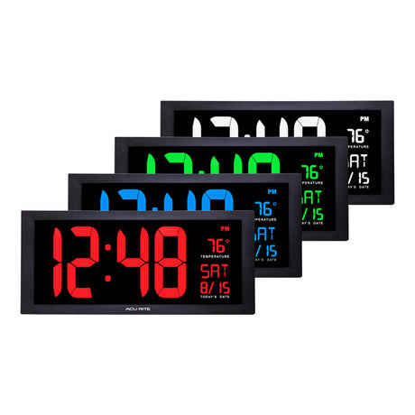 Large Digit LED Calendar Clock with Indoor Temperature - AcuRite Clocks