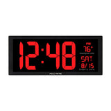Close up of the 14.5-inch Large Red Digital Clock with Indoor Temperature - AcuRite Clocks
