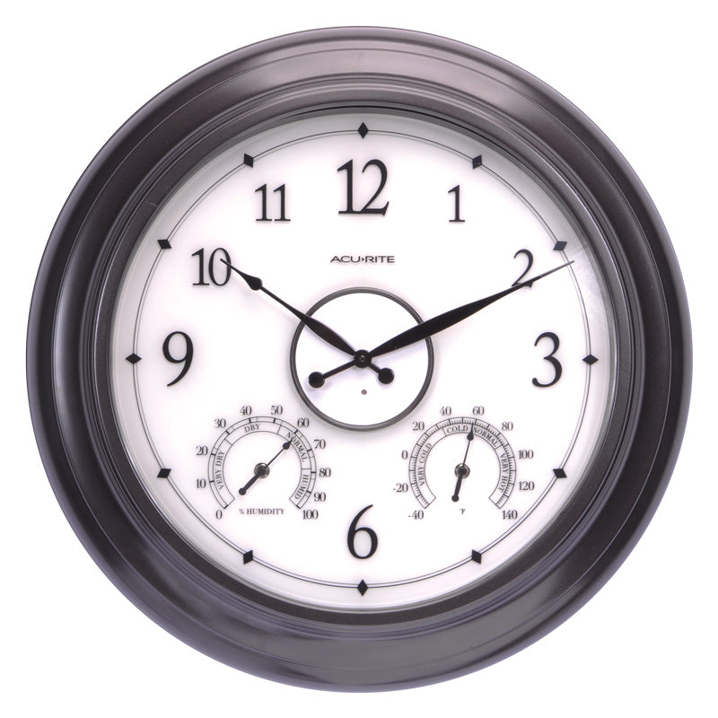 AcuRite 24-inch illuminated outdoor clock with temperature and humidity sensors
