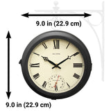 9” Indoor/Outdoor Round Double-Sided Hanging Clock