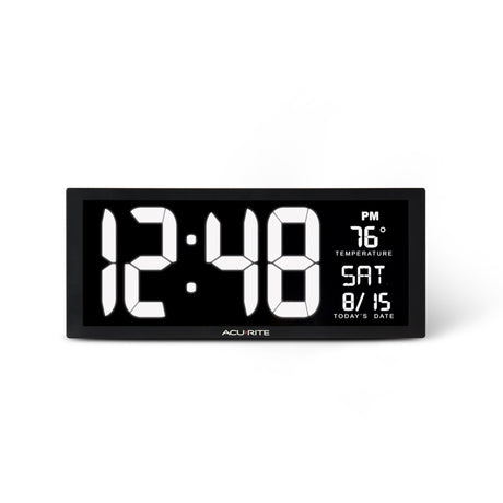 Close up of the 14.5-inch White Large Digital Clock with Indoor Temperature - AcuRite Clocks