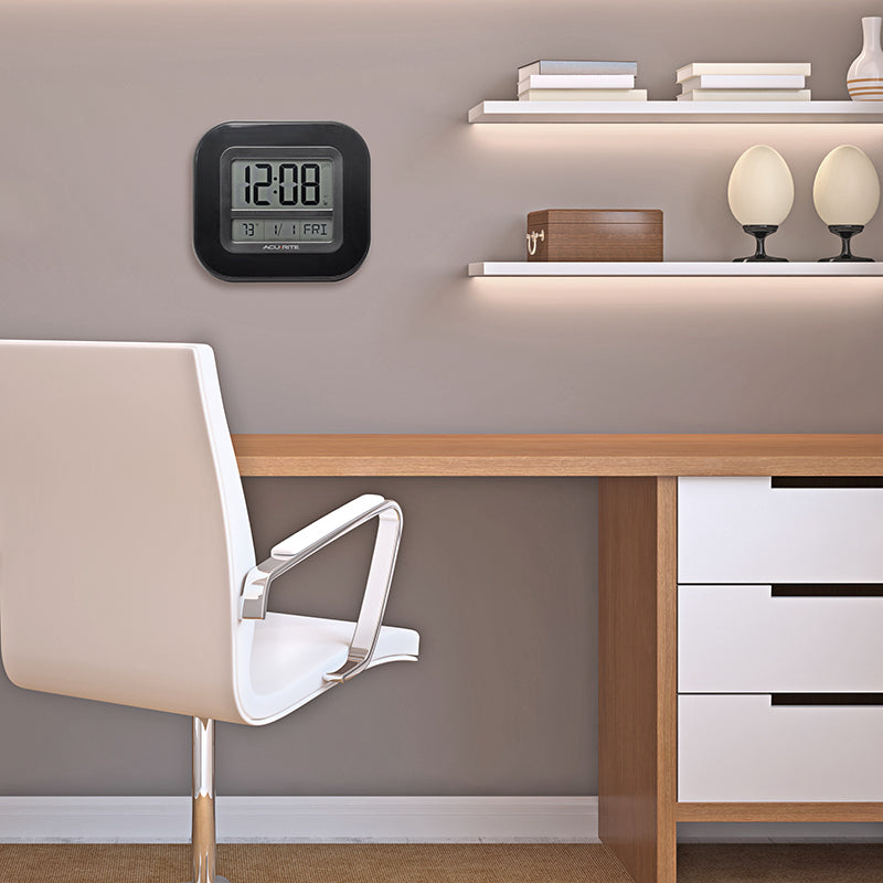 Indoor Atomic Digital Wall Clock with Thermometer