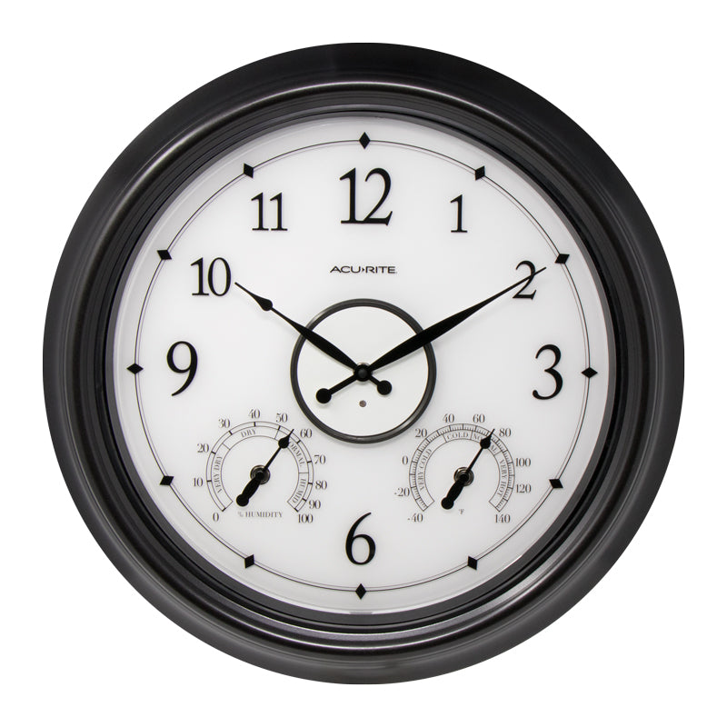 AcuRite illuminated outdoor clock with temperature and humidity sensors