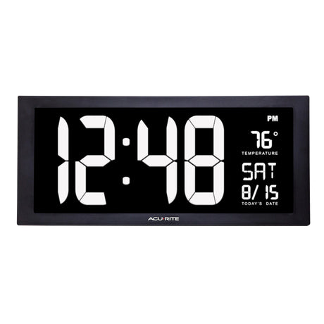 Large Digit White LED Calendar Clock with Indoor Temperature - AcuRite Clocks