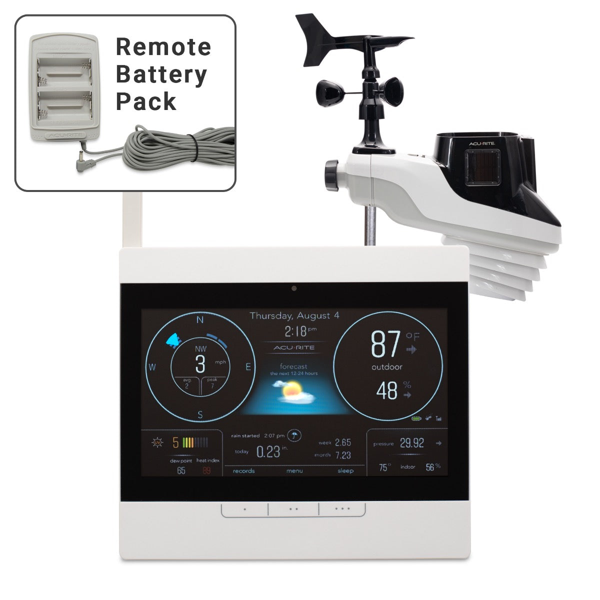 AcuRite Atlas® Weather Station with White HD Display and Remote Battery Pack Weather Sensor
