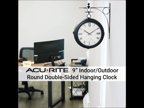 AcuRite 9” Indoor/Outdoor Round Double-Sided Hanging Clock (75140M)