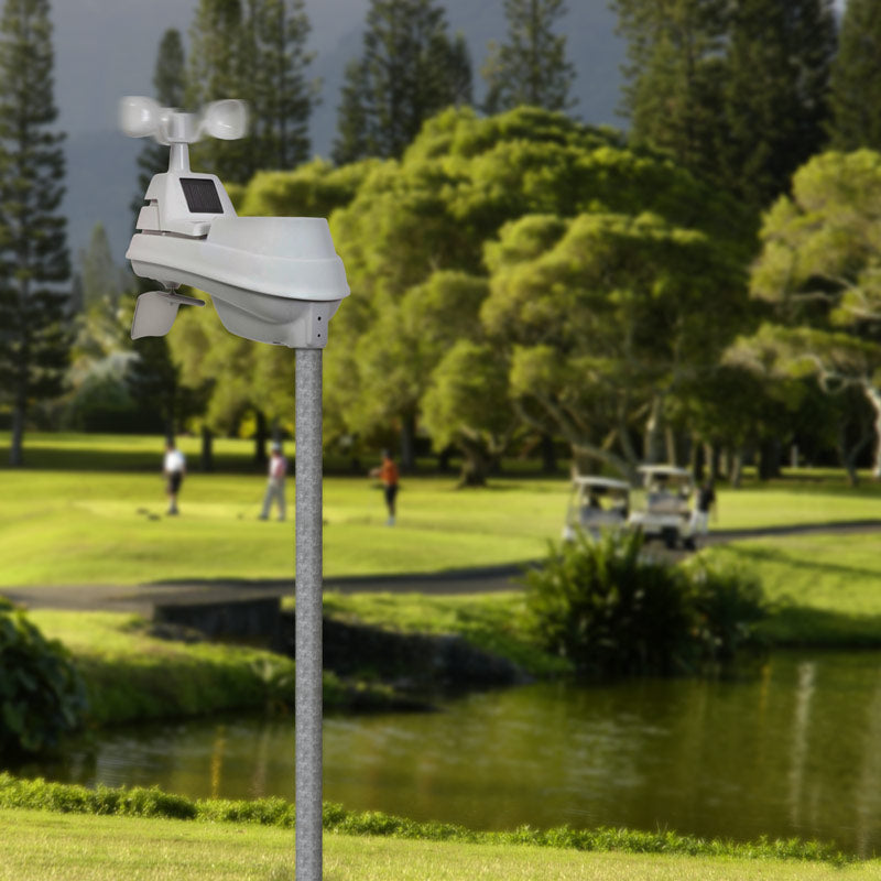 5-in-1 Weather Sensor mounted on a golf course - AcuRite Weather Monitoring Devices