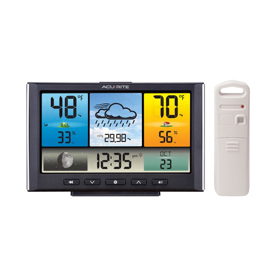Weather Station Wireless Indoor Outdoor Thermometer Color Display W/  Forcast