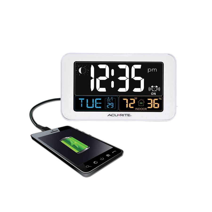 Digital Clock with Time, Date, Indoor Temperature, 2 Alarm Clocks
