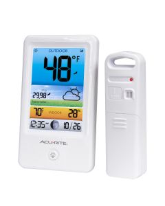 AcuRite Digital Weather Forecaster with Indoor/Outdoor Temperature,  Humidity, and Moon Phase (00829), Black