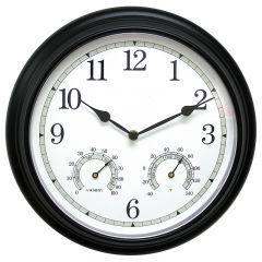 AcuRite 13 inch black outdoor clock with temperature and humidity