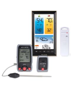 Digital Color Weather Station with Digital Meat Thermometer & Timer with Pager