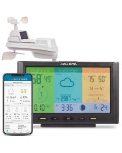 Acurite Weather Station Valet with Qi-Certified Wireless Charging Pad and Alarm Clock