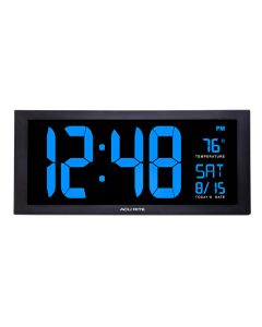 Large Digit Blue LED Calendar Clock with Indoor Temperature - AcuRite Clocks