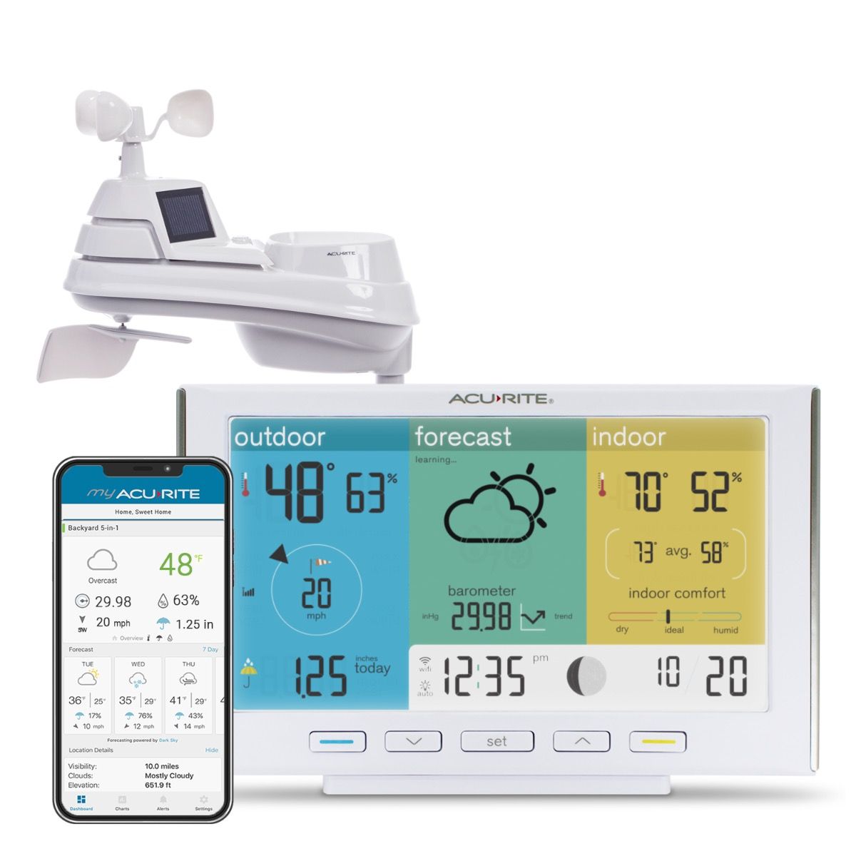  AcuRite Iris (5-in-1) 01014M Weather Station with AcuRite  Access for Remote Monitoring, Compatible with  Alexa : Electronics