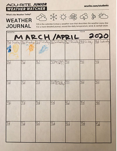 AcuRite Junior Weather Watcher calendar coloring book page