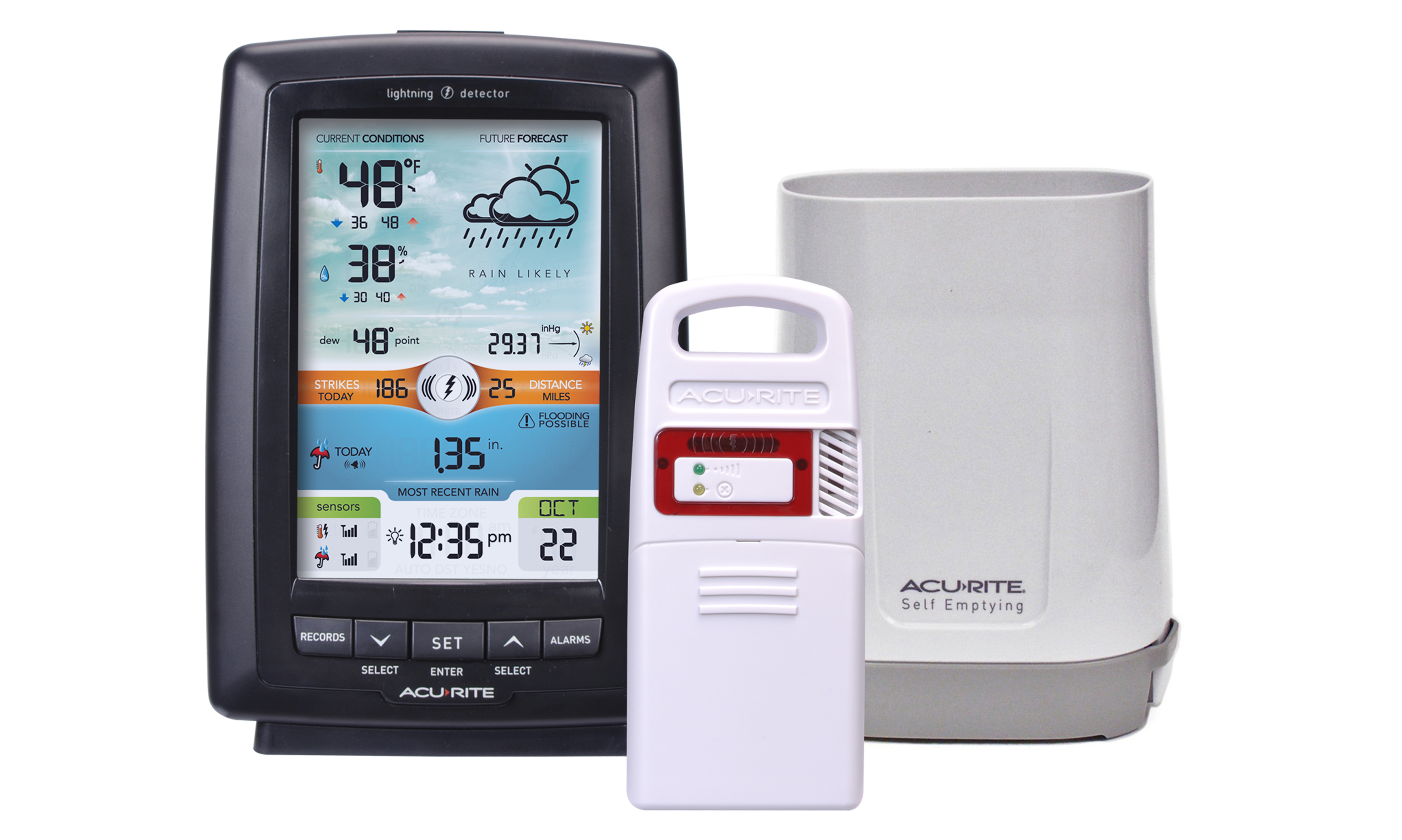 Weather Station with Rain Gauge and Lightning Detector