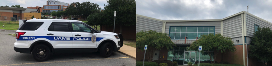 UAMS Police vehicle and police station